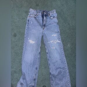 Straight Leg Ripped Jeans